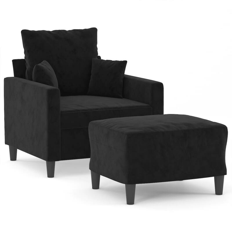 vidaXL Sofa Chair Accent Upholstered Single Sofa Chair with Footstool Velvet - 30.7 x 30.7 x 31.5 in.
