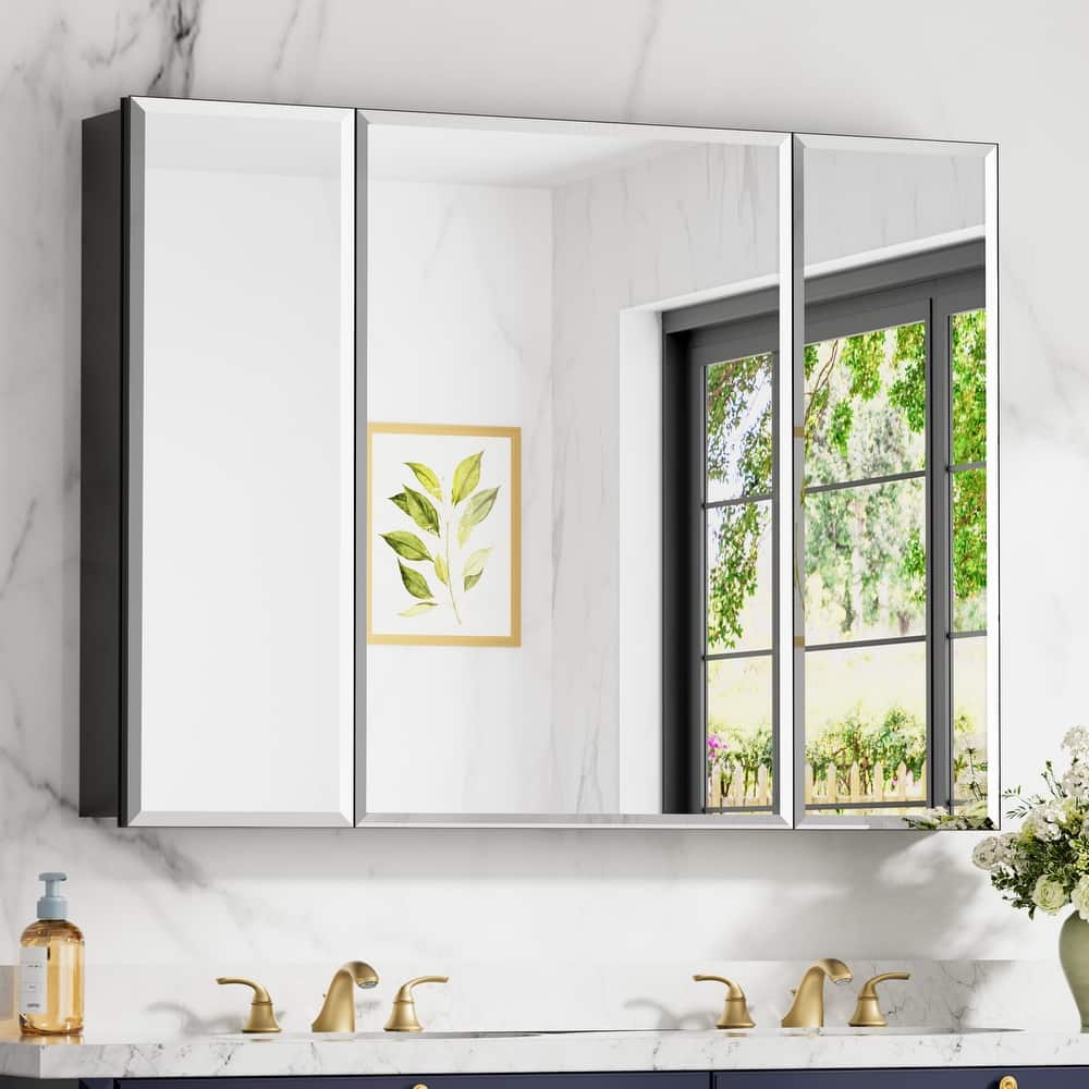 Belle Medicine Cabinet with Mirror, Adjustable Shelves, Recessed or Wall Mount