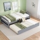 preview thumbnail 2 of 7, Twin Size Solid Pine Platform Kids Bed Frame with Twin Size Trundle, Grey