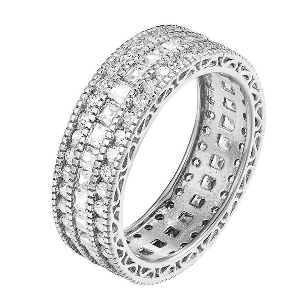 Shop .925 Sterling Silver Eternity Band Princess Cut ...