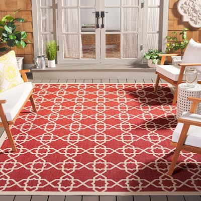 SAFAVIEH Courtyard Lawanda Trellis Indoor/ Outdoor Waterproof Patio Backyard Rug