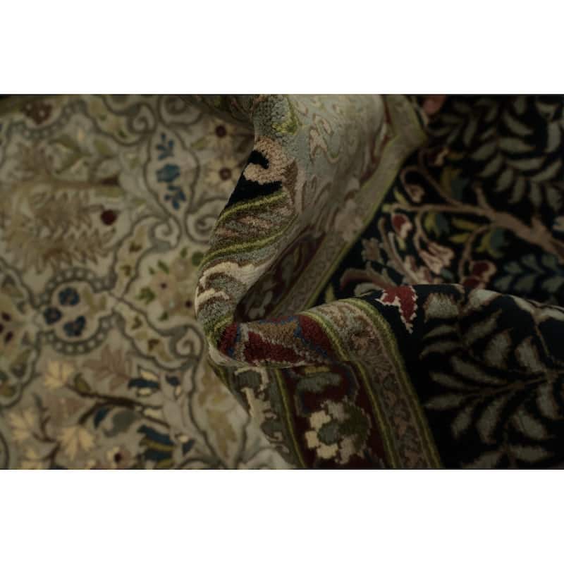 Hand Knotted Oriental 100% Wool Carpet Traditional Floral Beige & Ivories Tabriz Area Rug - 8' 5'' X 8' 1''