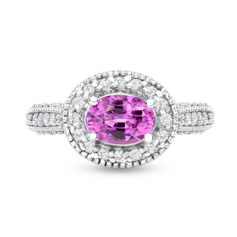 1.29 ct Pink Sapphire and Diamond Ring in 14k White Gold