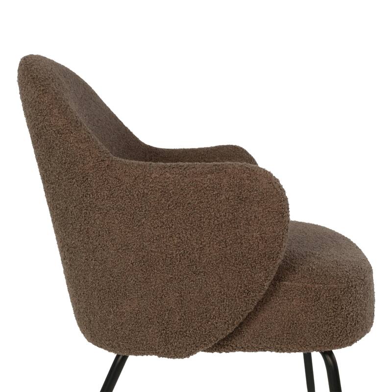 Furnish Theory Nordic Comfort Dining Armchair Arm Chair w/ Various Boucle Fabric Upholstery Covers & Steel Leg Finishes