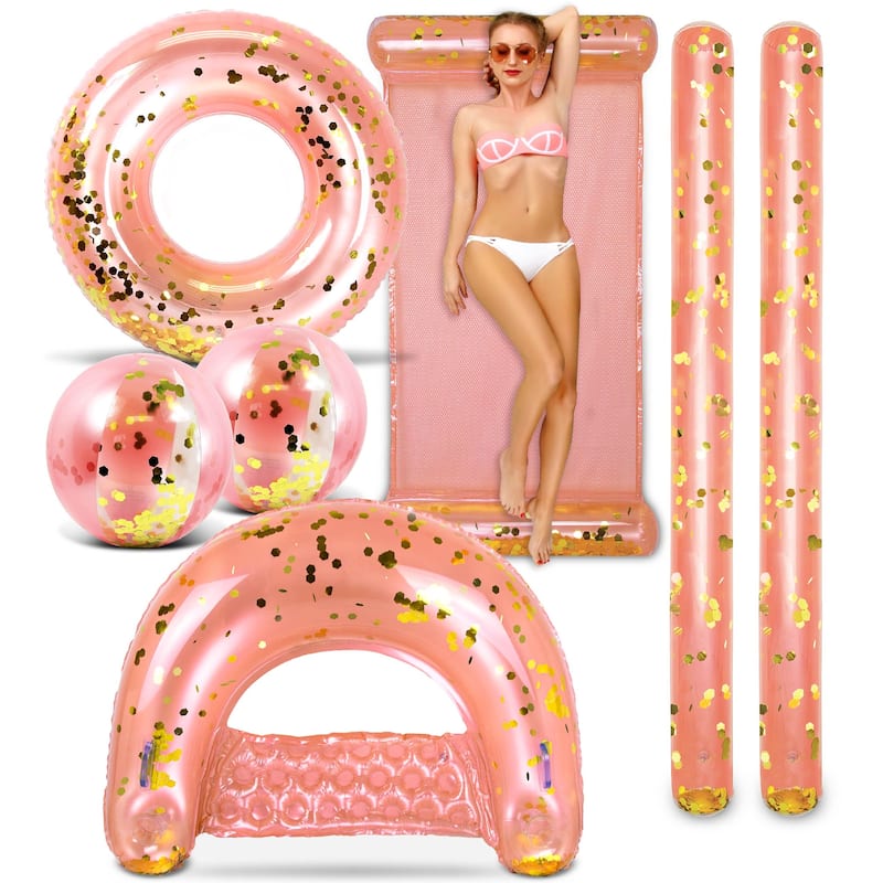 POZA Rose Gold Inflatable Full House Bundle - 7 Pieces Pack - ‎74 x 6 x 6 inches