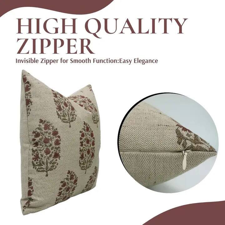 Cultural Block Print Linen Blend Cushion Cover - Virat