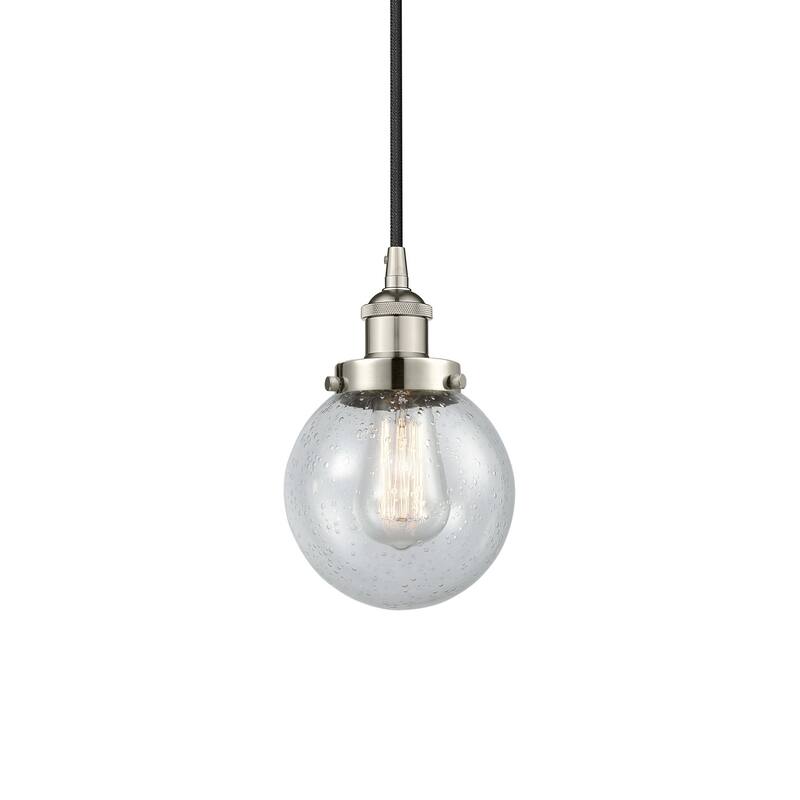 Innovations Lighting 616-1PH-10-6 Beacon Pendant Beacon 6" Wide Mini - Polished Nickel / Seedy