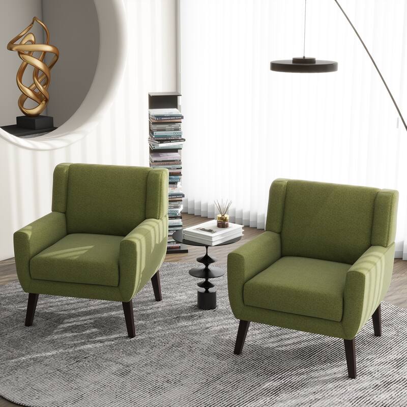 Modern Upholstered Linen Armchair Accent Chair Set of 2