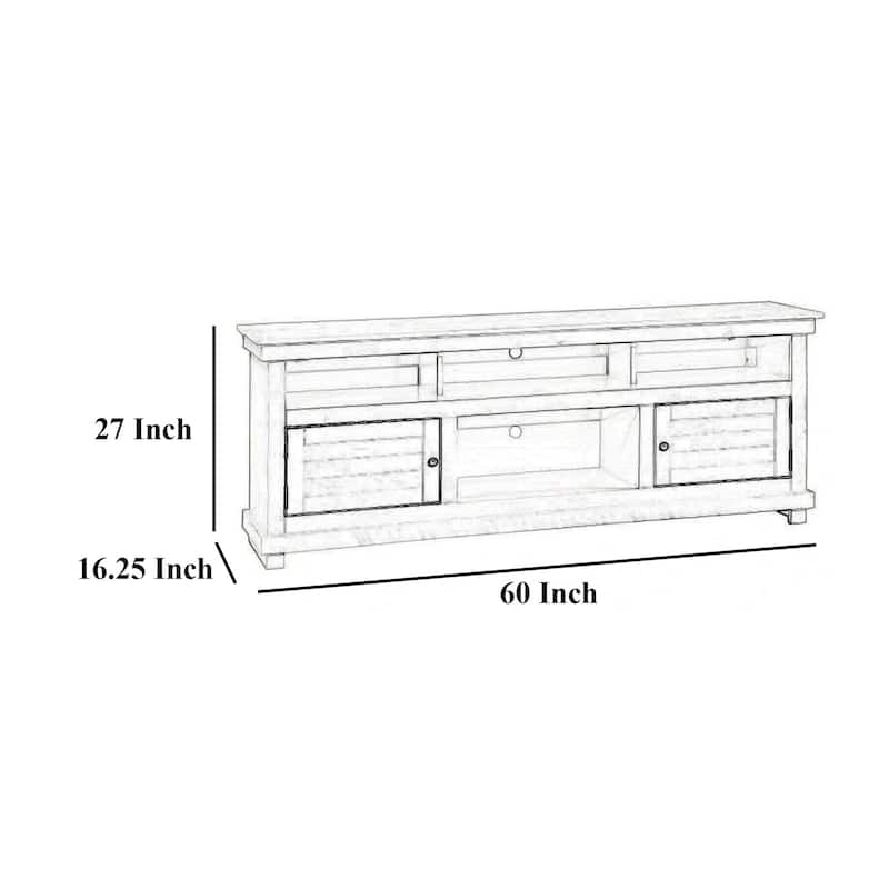 Ayne TV Stand Media Cabinet, 2 Doors and 4 Shelves, Brown Wood 60 Inch