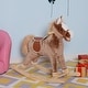 preview thumbnail 8 of 8, Kids Rocking Horse, Plush Toddler Rocker, Wooden Base Ride-On Toy with Handle Grip, Traditional Toy for Kids 36M+, Brown