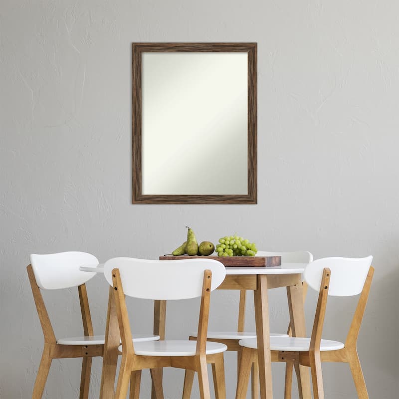 Non-Beveled Wood Wall Mirror - Regis Barnwood Mocha Narrow Frame