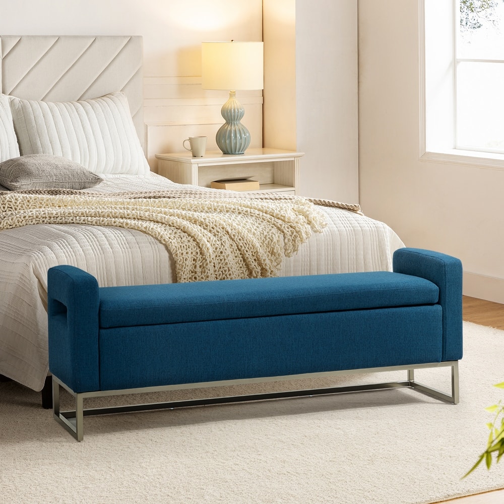 Diana Modern Upholstered Filp-Top Storage Bench with Sturdy Metal Legs