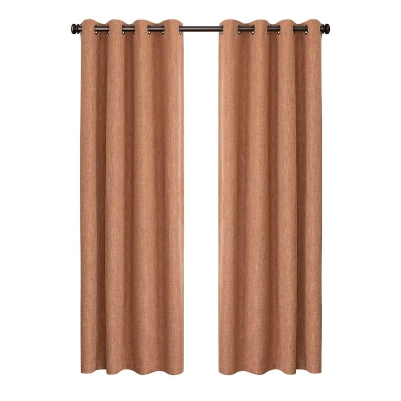 Linen Texture 100% Blackout Grommet Curtain Pair(2 panels)