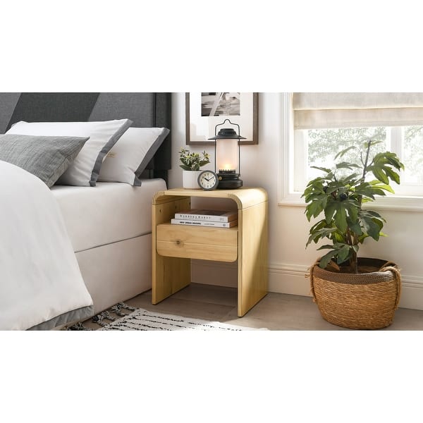 MUSEHOMEINC Modern Solid Wood Nightstand with for Bedroom, Modern