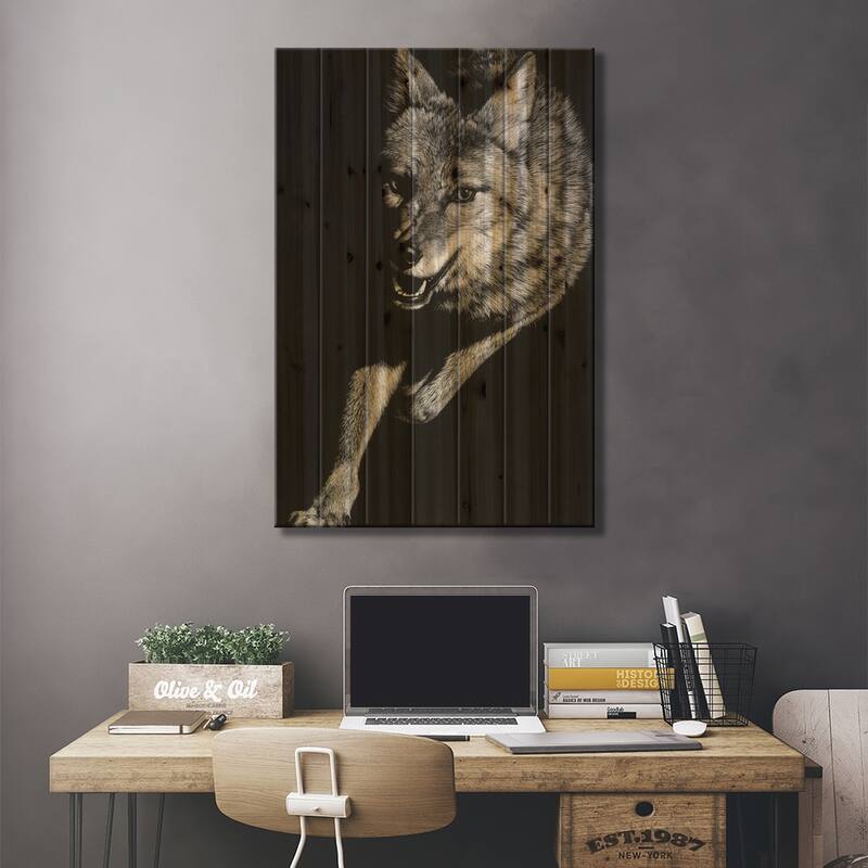 Wild Scratchboard V Print On Wood by Julie T. Chapman - Multi-Color