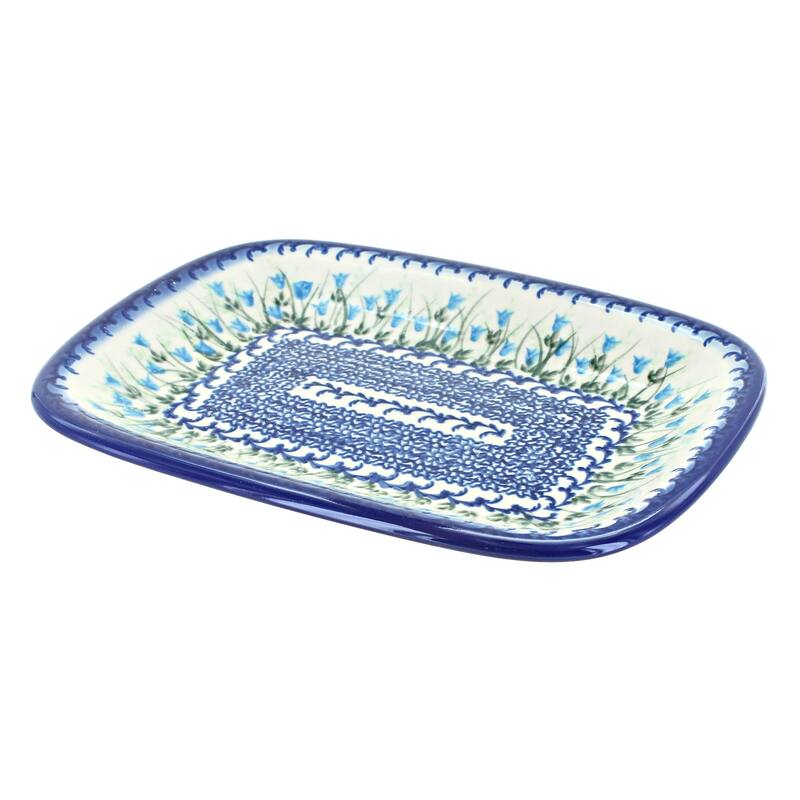 Blue Rose Polish Pottery 119 Vena Small Rectangular Serving Platter