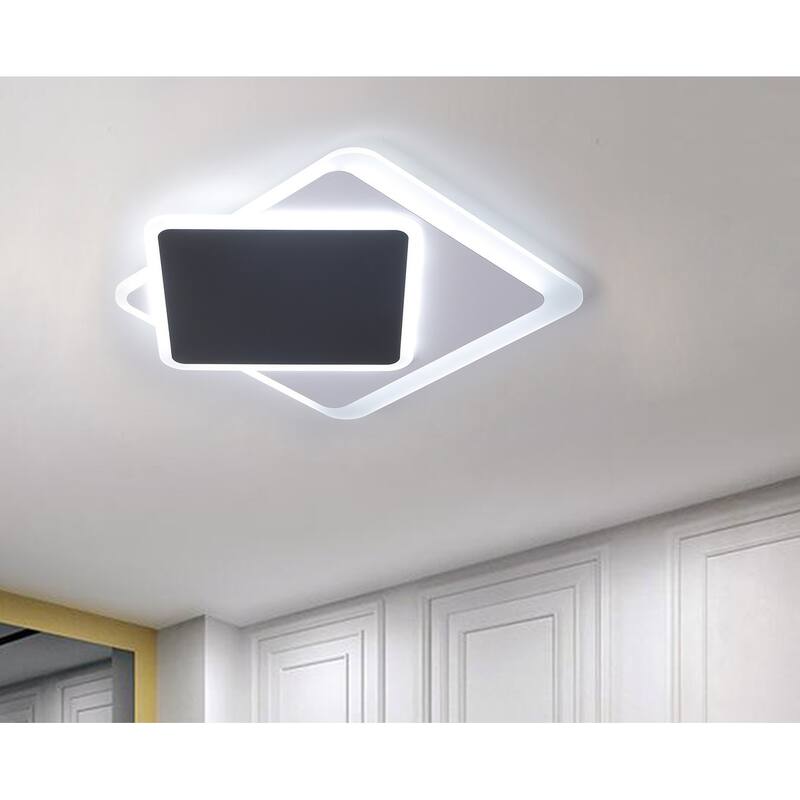 24.4" Modern Rectangle Shape Black and White Flush Mount LED Ceiling Light