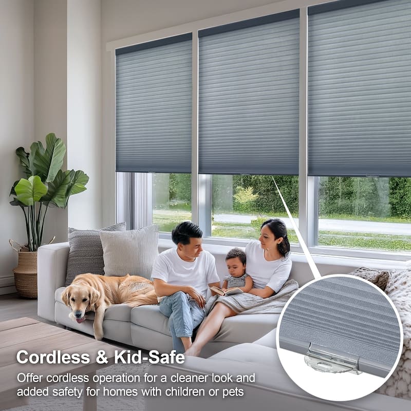 CHICOLOGY Cordless Light Filtering Honeycomb Cellular Shades Morning Pebble