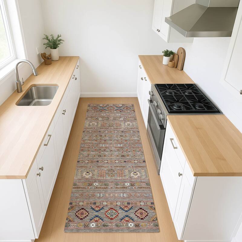 Machine Washable Indoor/ Outdoor Boho Moroccan Chantille Rug