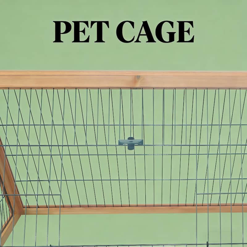 A-Frame Wooden Pet House,Small Animal Cage Rabbit Hutch is designed for convenient cleaning - Yellow