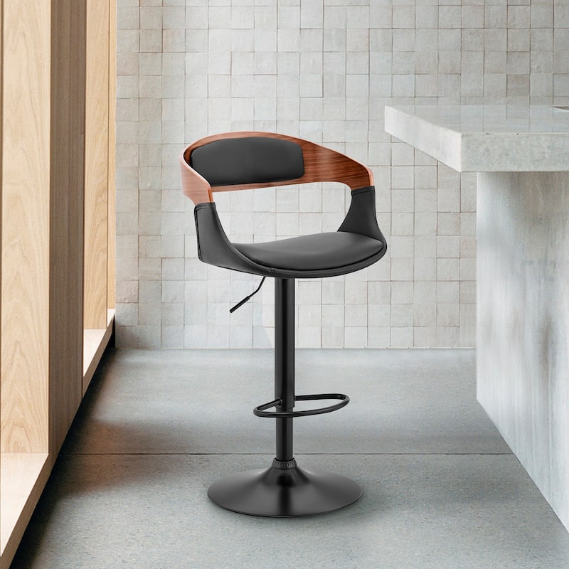 Benson 24" Adjustable Bar Stool - Black and Walnut