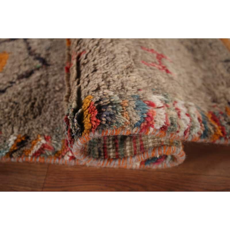 Brown Plush Moroccan Area Rug Handmade Wool Carpet - 6'1"x 10'1"