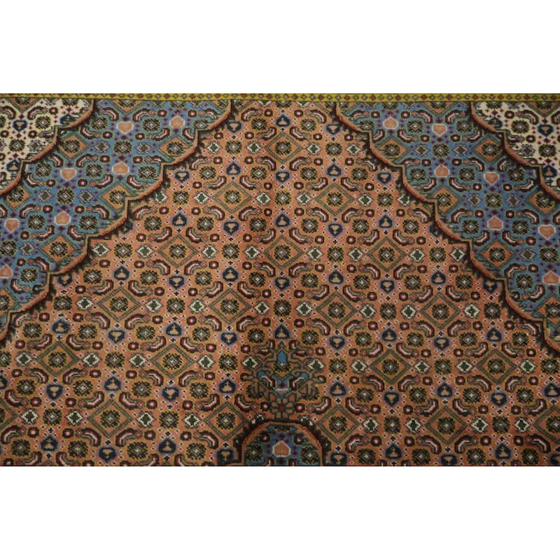 Hand Knotted Oriental 100% Wool Carpet Traditional Geometric Coral Tabriz Area Rug - 9' 3'' X 6' 5''