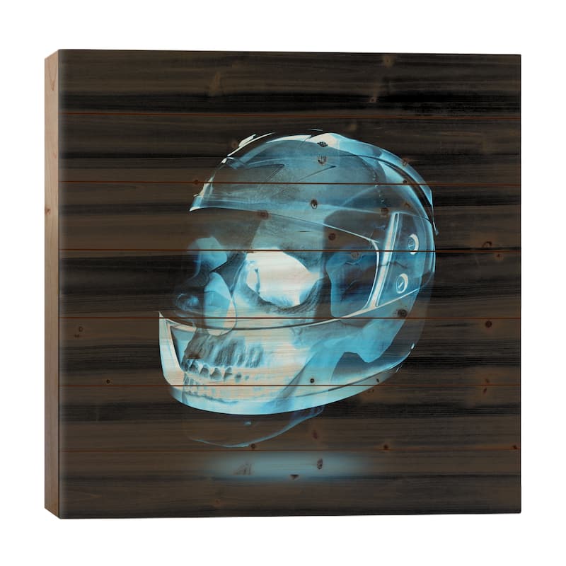Let's Ride Skull Print On Wood by 5by5collective - Multi-Color - 26x26x1.5