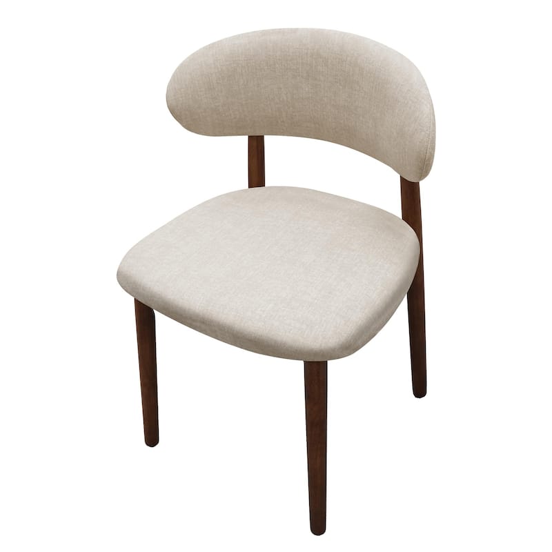 Flannelette Upholstered Dining Chair with Walnut Solid Wood Legs, Armless Chair Set of 2 for Kitchen, Restaurant, Living
