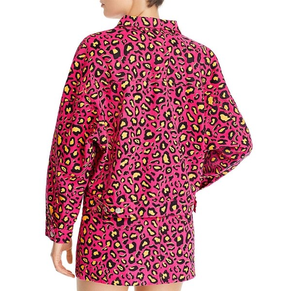 womens leopard print denim jacket Big 