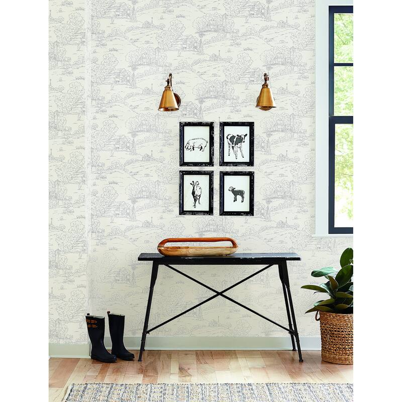 Manteca Pasture Toile Beige/ Gray Wallpaper - Beige/Gray