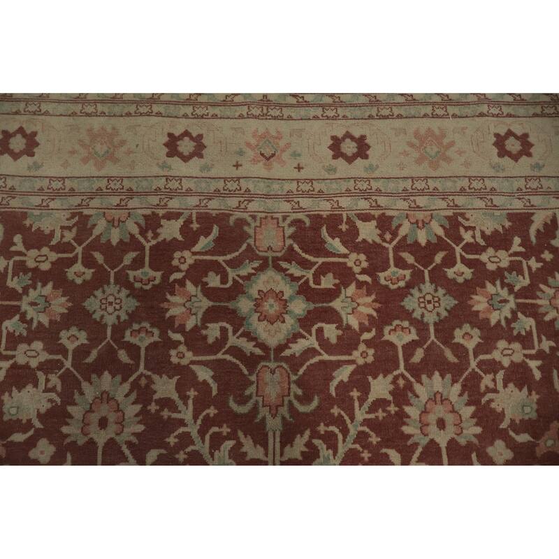 Hand Knotted Oriental 100% Wool Carpet Traditional All-Over Oranges & Rust Ziegler Area Rug - 9' 7'' X 6' 10''