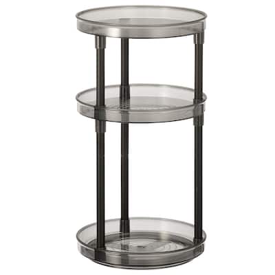 mDesign Spinning 3-Tier Lazy Susan 360 Makeup Organizer Tower - Clear - 9.2 X 9.2
