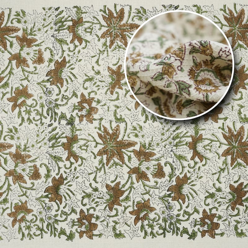 Fabdivine Honeycomb or Waffle Weave Hand Block Floral Print Hand Towel, Kitchen Gift Use