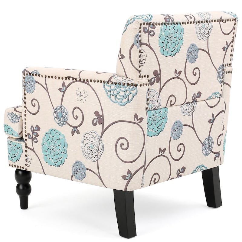 Harrison Floral Fabric Tufted Club Chair by Christopher Knight Home - 28.00" L x 29.50" W x 33.50" H