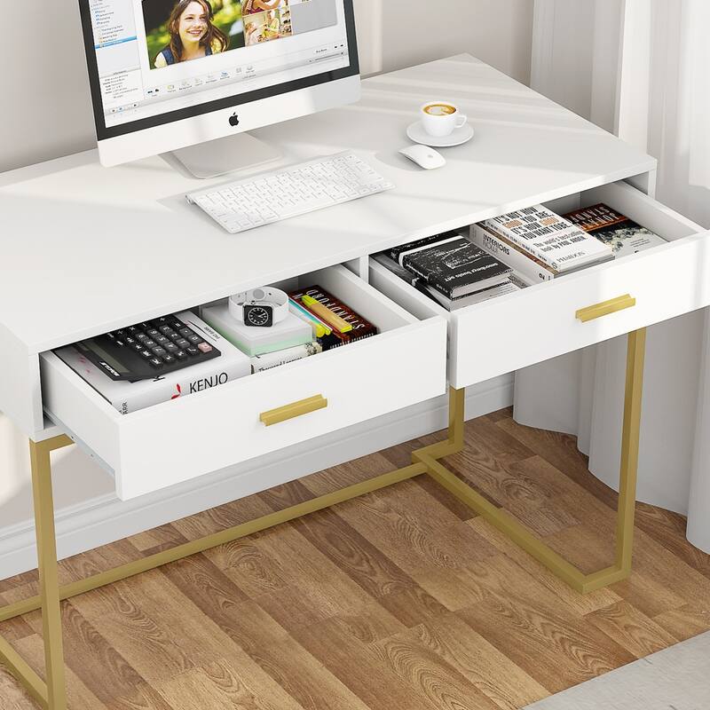 Computer Writing Study Desk with 2 Drawers