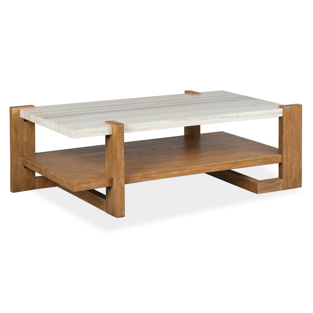 Magnussen Home Carrington Honey Wheat Rectangular Cocktail Table - 55.5''W x 32''D x 18.5''H