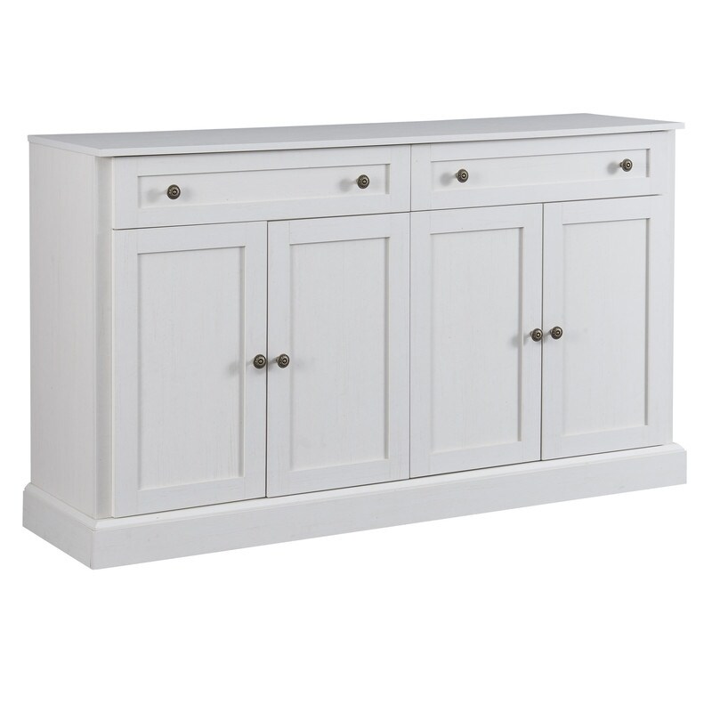  Aisurun Storage Cabinet Sideboard Buffet Cabinet Storage  Cupboard with 4 Doors & Square Metal Legs for Living Room Kitchen Entryway  (White) - Buffets & Sideboards