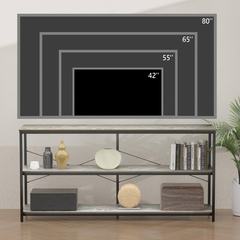 55" Sofa Console Table Narrow Long Console Entryway Table with Storage Shelf TV Stand