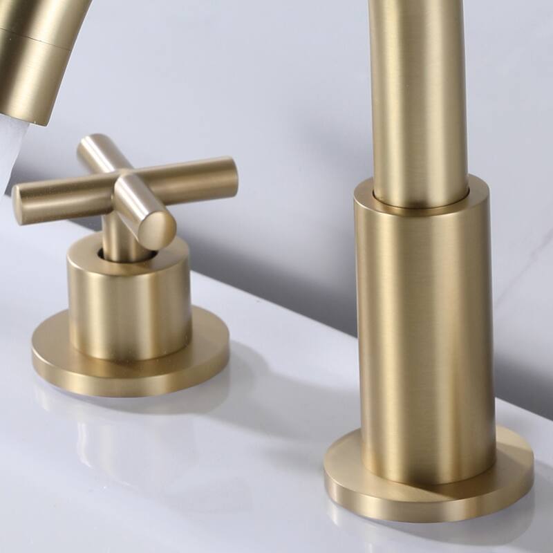 Luxury Gold / Nickel / Black 360 Swivel Bathroom Faucet Widespread with 2 Cross Handles