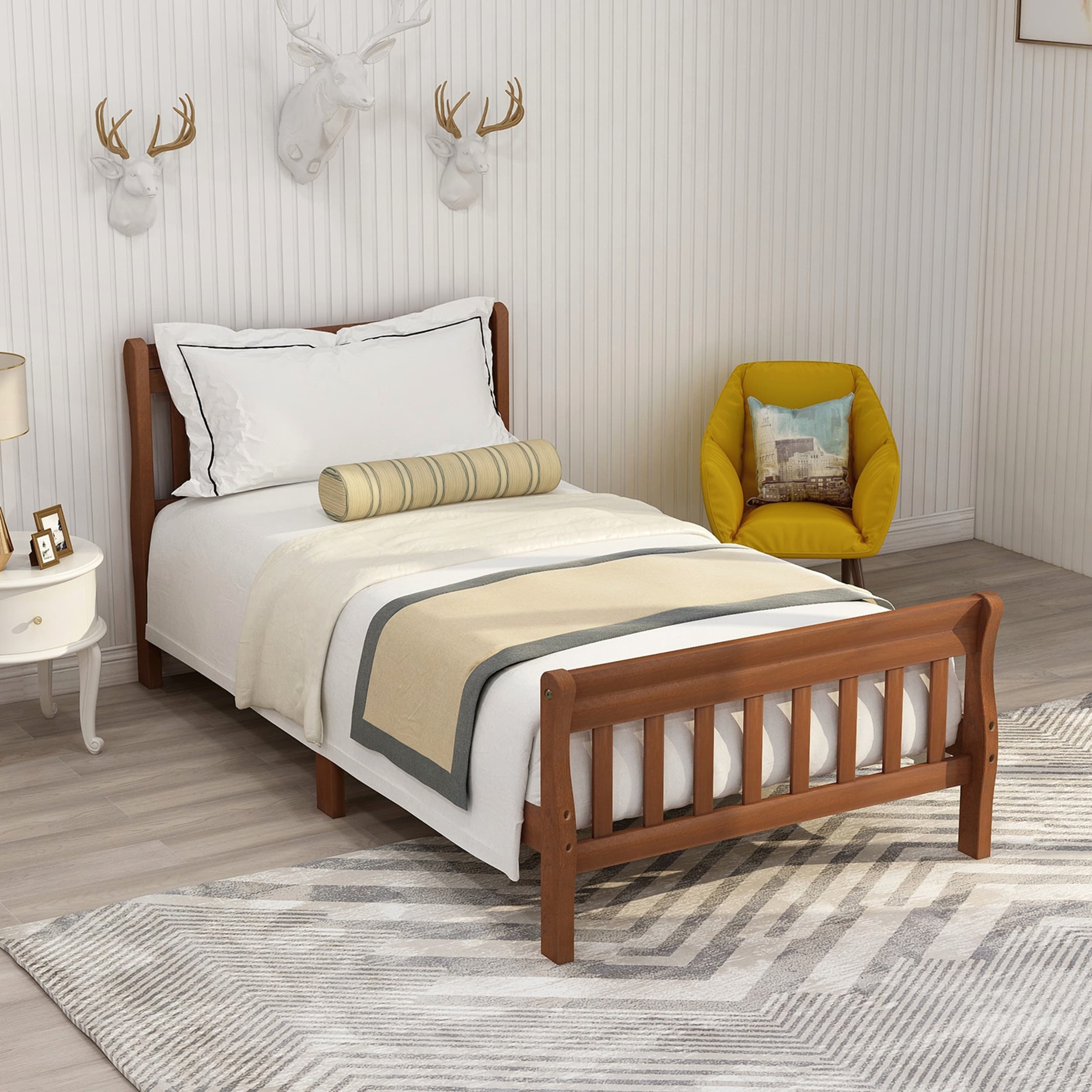 Stylish Wood Platform Bed Frame with Headboard, Footboard, and Slat Support for Comfortable