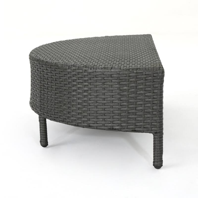 Newton Outdoor Half-Round Coffee Table - Wicker - Gray by Christopher Knight Home