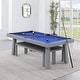 preview thumbnail 4 of 42, Norwalk Indoor/Outdoor 8ft Slate Pool Table Dining Set with 2 Benches & Accessories, Cement Finish