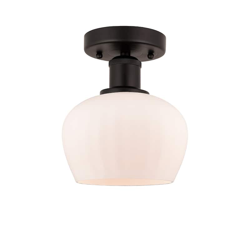 Innovations Lighting Fenton - 1 Light 7" Semi-Flush Mount - Oil Rubbed Bronze/Matte White
