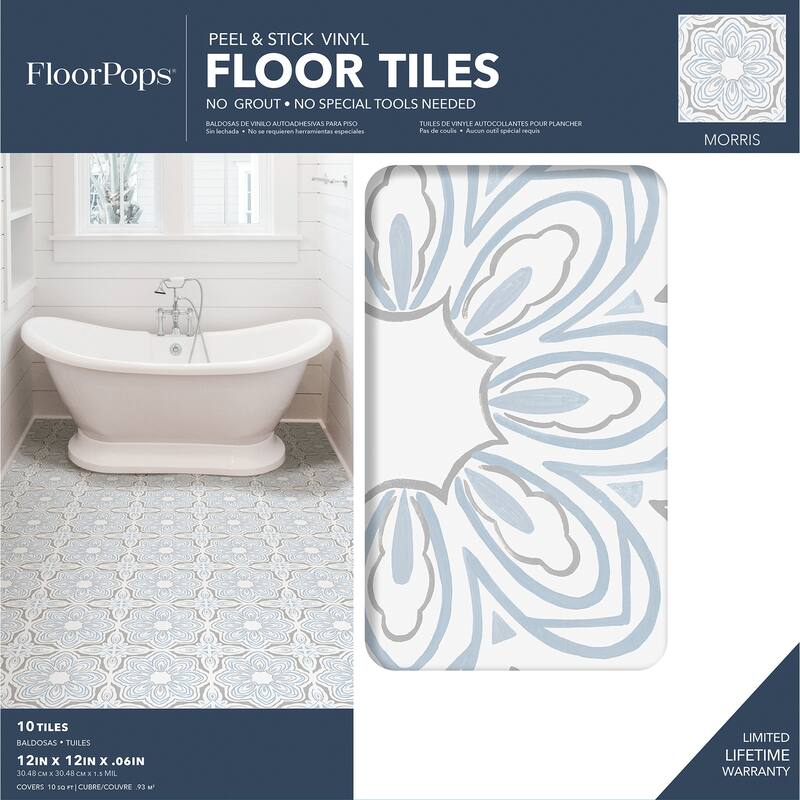FloorPops Morris Peel & Stick Floor Tiles