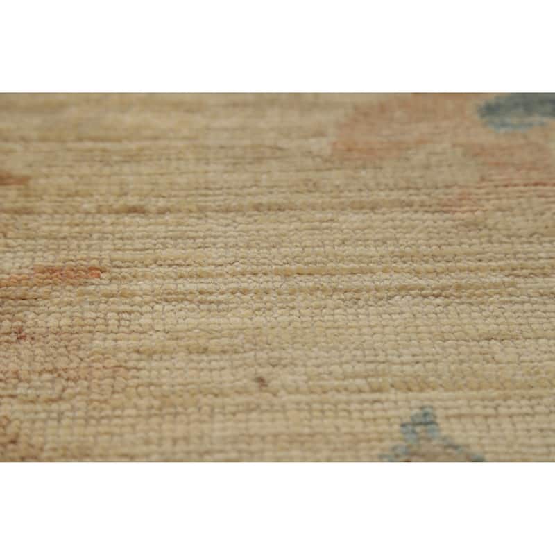 Yellow Floral Oushak Turkish Area Rug Hand-Knotted Wool Carpet - 7'11"x 10'0"