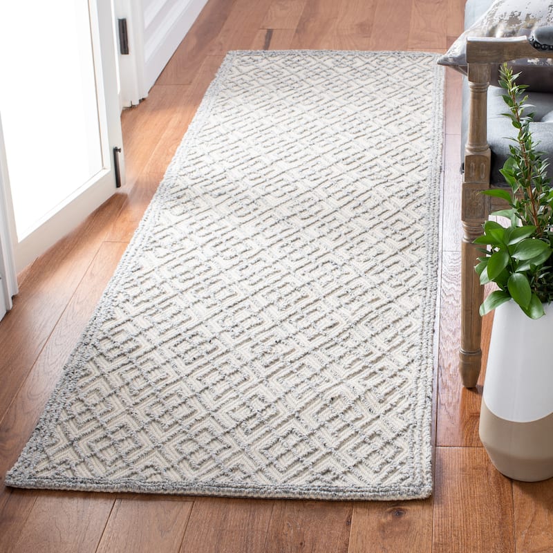 Martha Stewart by SAFAVIEH Handmade Leontien Wool Rug - 2'3" x 8' Runner - Grey/Beige