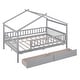preview thumbnail 9 of 13, Gray Full Solid Wood House Bed with Two Drawers