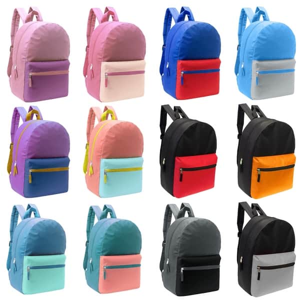 slide 2 of 5, 24-Pack 17" Two-Tone Backpacks for Kids - Bookbags in Bulk for Elementary, Middle, and High School Students, 12 Assorted Colors 2 Tone 12 Colors