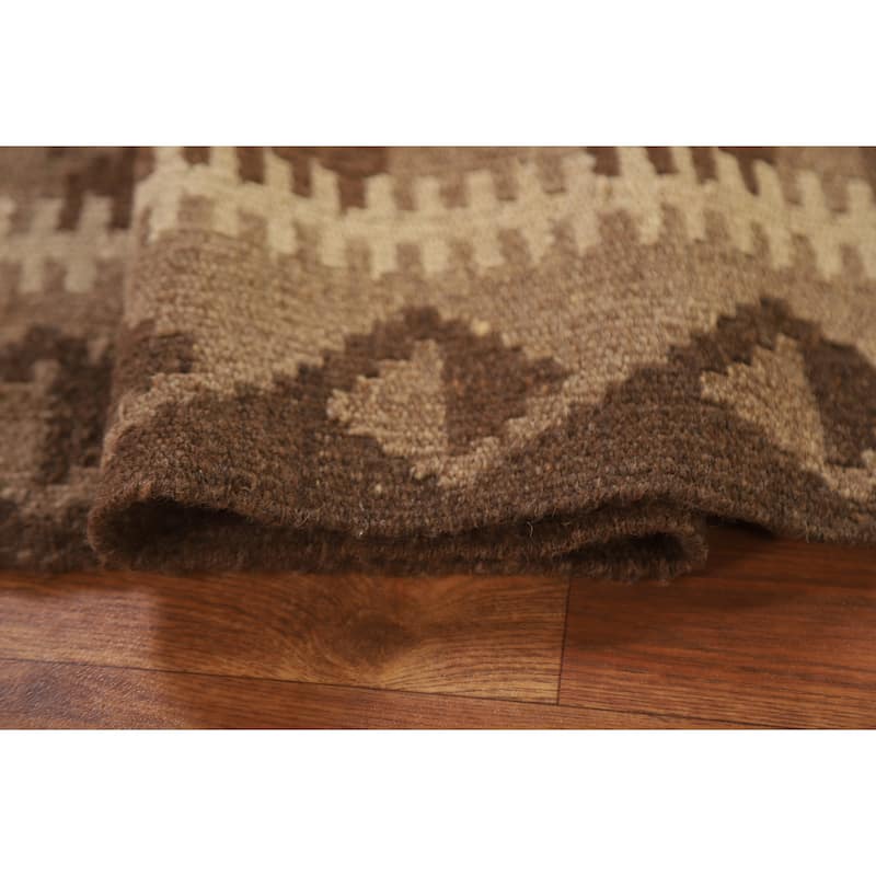 Reversible Kilim Oriental Area Rug Hand-woven Wool Carpet - 3'3" x 5'0"
